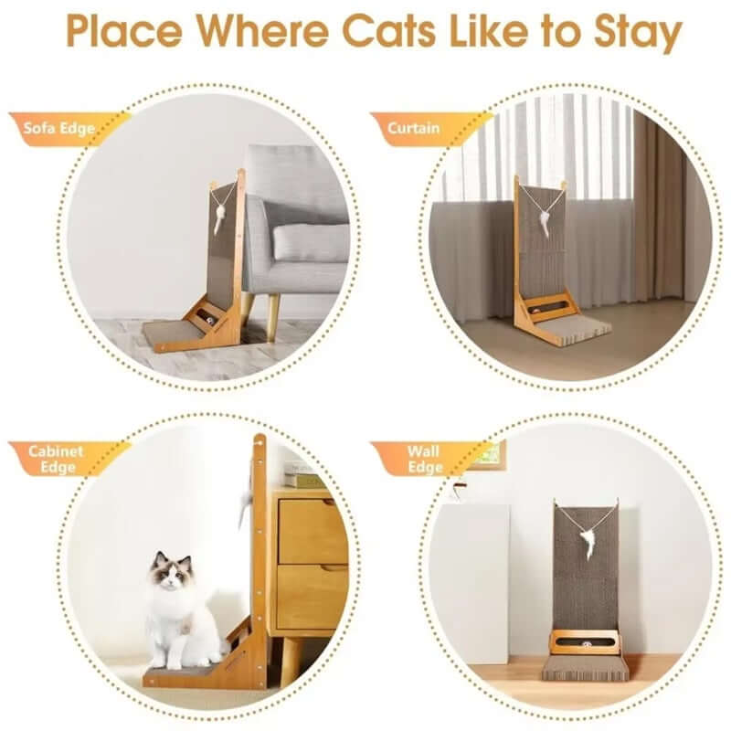 Royallure L-Formad Katt Klösbräda med Lekboll – Multi-Vinkel Avkoppling & Klös Pad