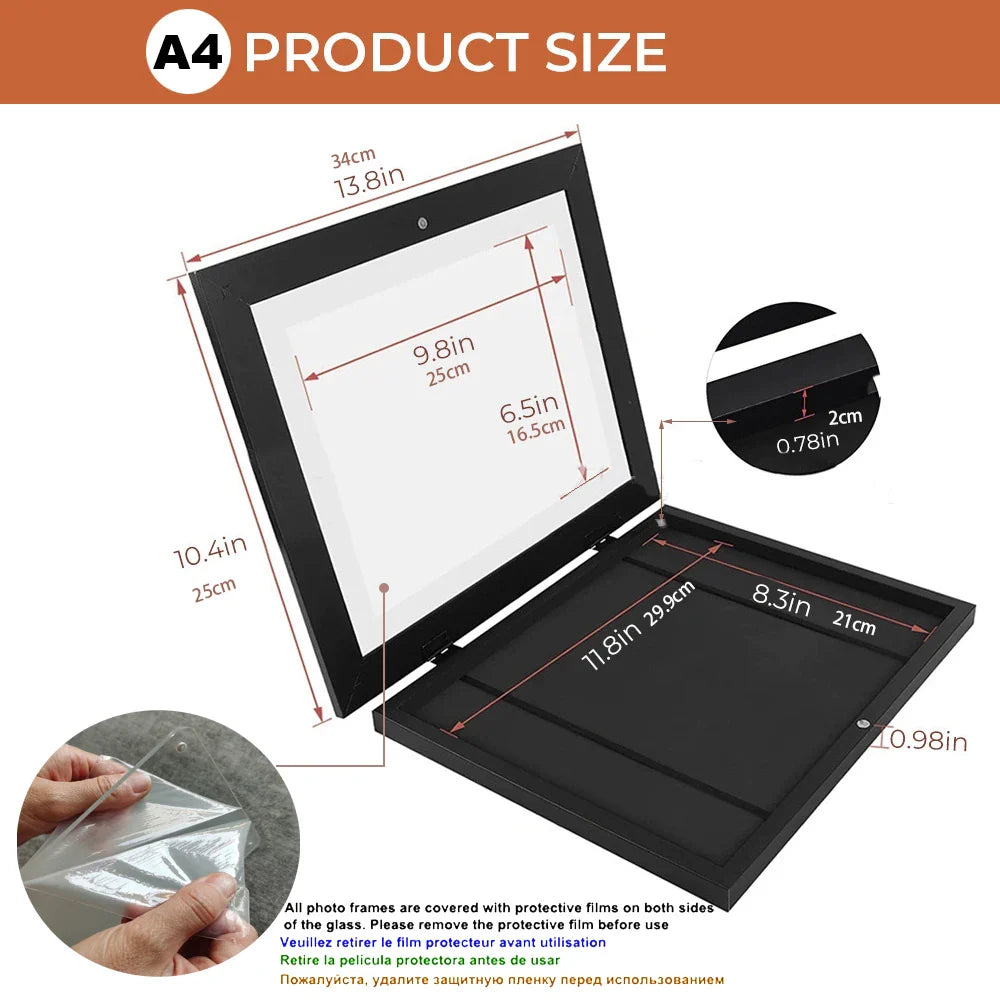 Royallure A4 Trä Barns Konstram Förändringsbara Affischram för Barns Ritningar