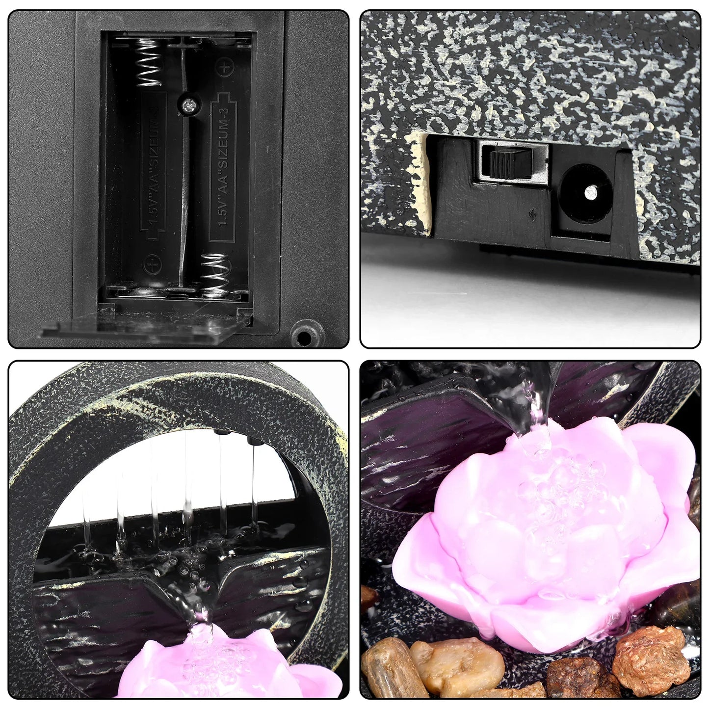 Royallure Bärbar Campingfläkt 20000mAh Uppladdningsbar Skrivbordsfläkt med Ljus & 48H Drift