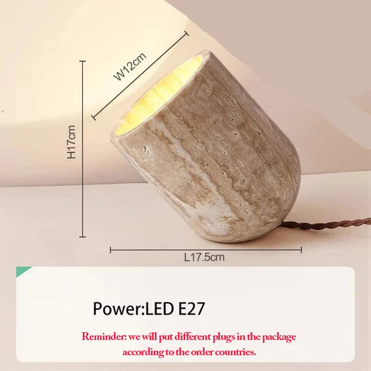 Royallure Modern Travertin Golv- och Bordslampa Naturlig Sten Sängrum Belysning