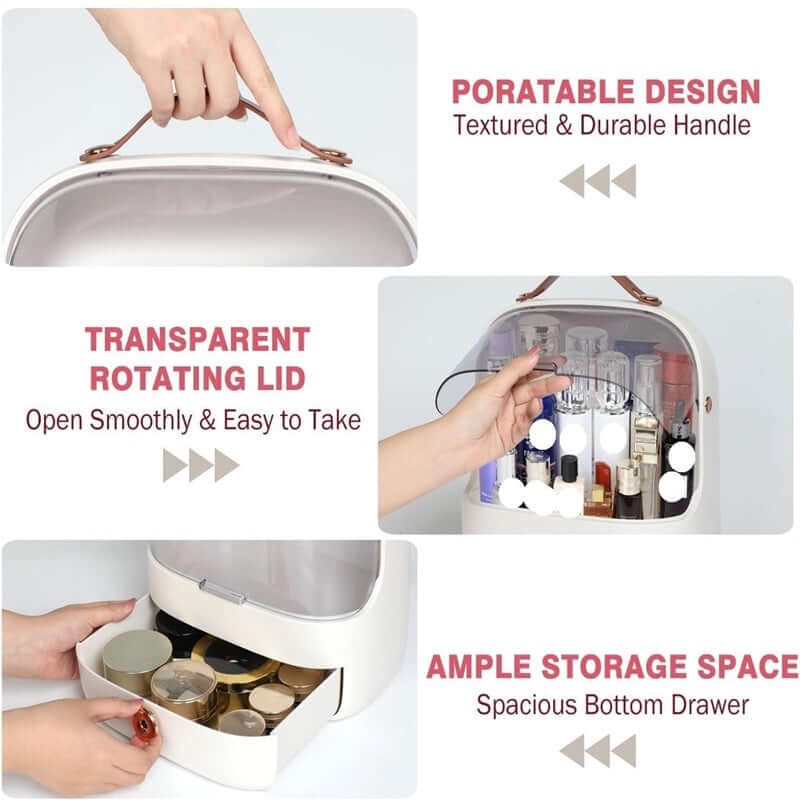 Royallure Makeup Cosmetic Organizer Box – 3-Färg PP Förvaring, 10.6×13” Smyckesorganisatör