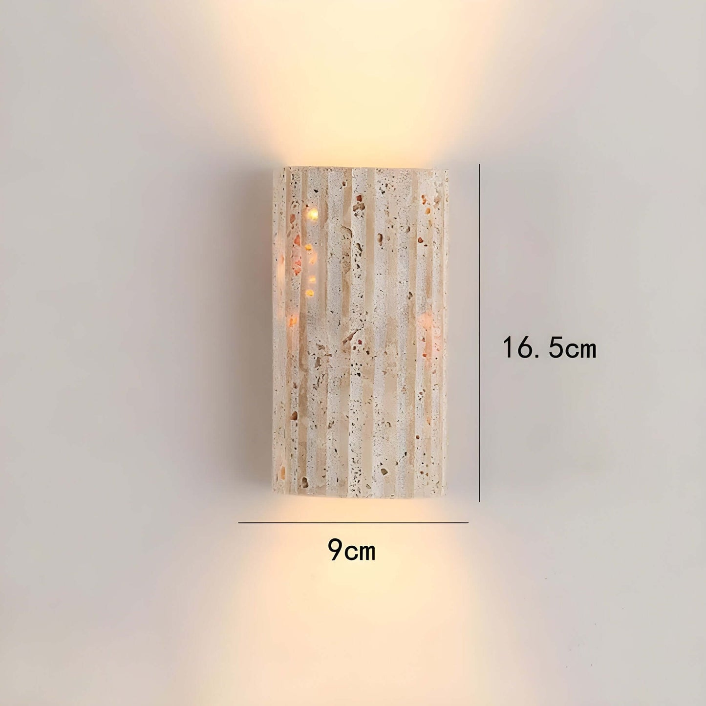 Royallure Natursten Vägglampa – LED Varm Glöd, Unik Stentextur, Lätt Montering