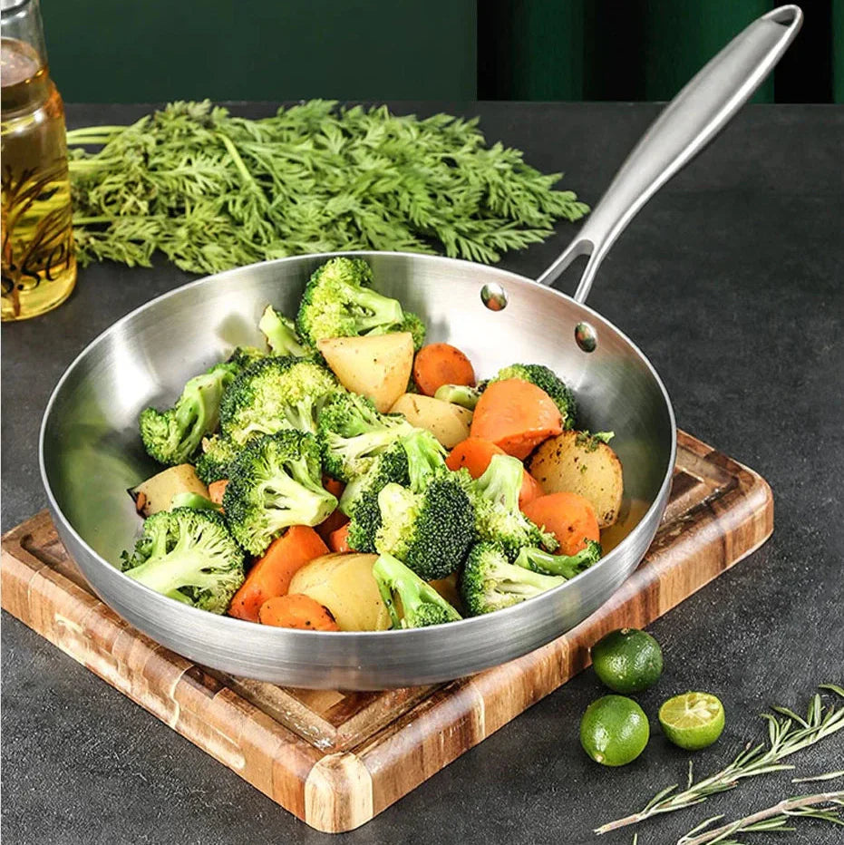 Royallure 304 Rostfritt Stål Non-Stick Stekpanna för Biff, Gas & Induktionsanvändning