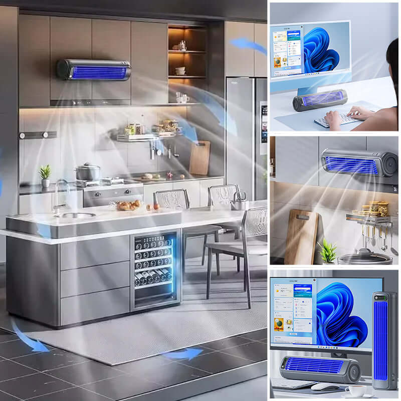 Royallure AirWave Trådlös Uppladdningsbar Luftkonditionering – Bladeless, 12 Timmars Batteri, Vägg-eller-Skrivbords Kylning