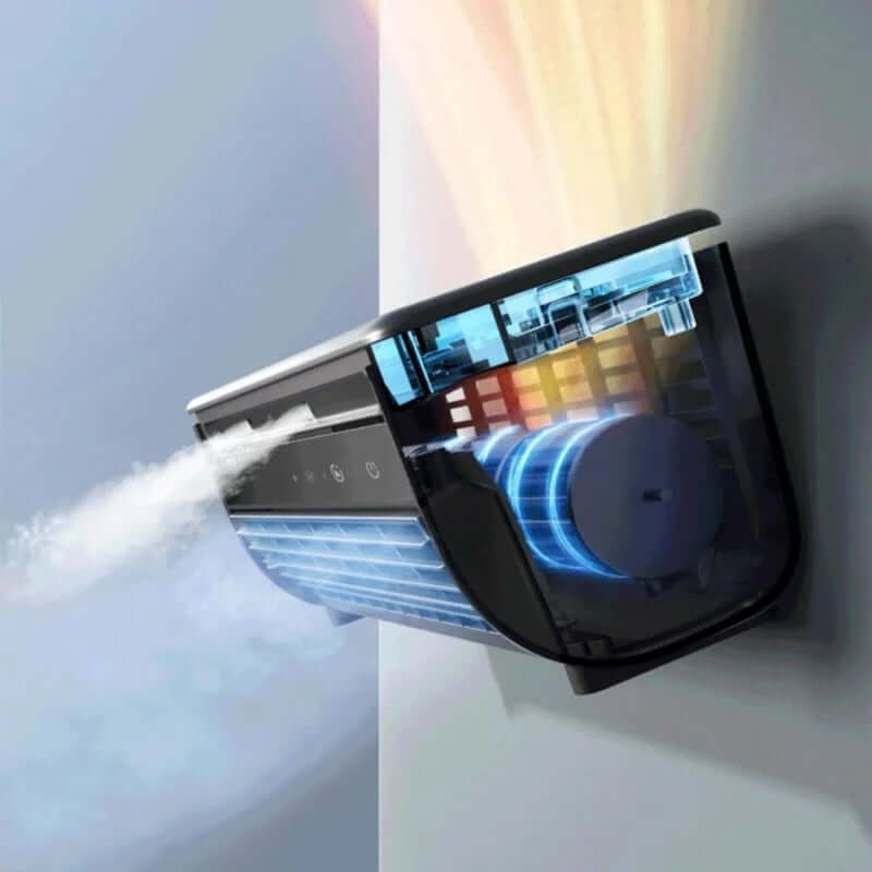 Royallure AirWave Trådlös Uppladdningsbar Luftkonditionering – Bladeless, 12 Timmars Batteri, Vägg-eller-Skrivbords Kylning