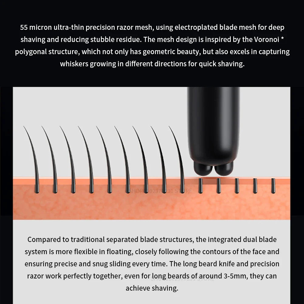 Royallure Elektrisk Rakapparat Dubbel Blad med Hög Hastighet Motor, IPX7 Vattentålig Rakkniv