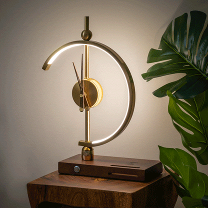 Luxora Återuppladdningsbar Lampa Klocka – Qi Trådlös Laddare, LED Skrivbord Accent