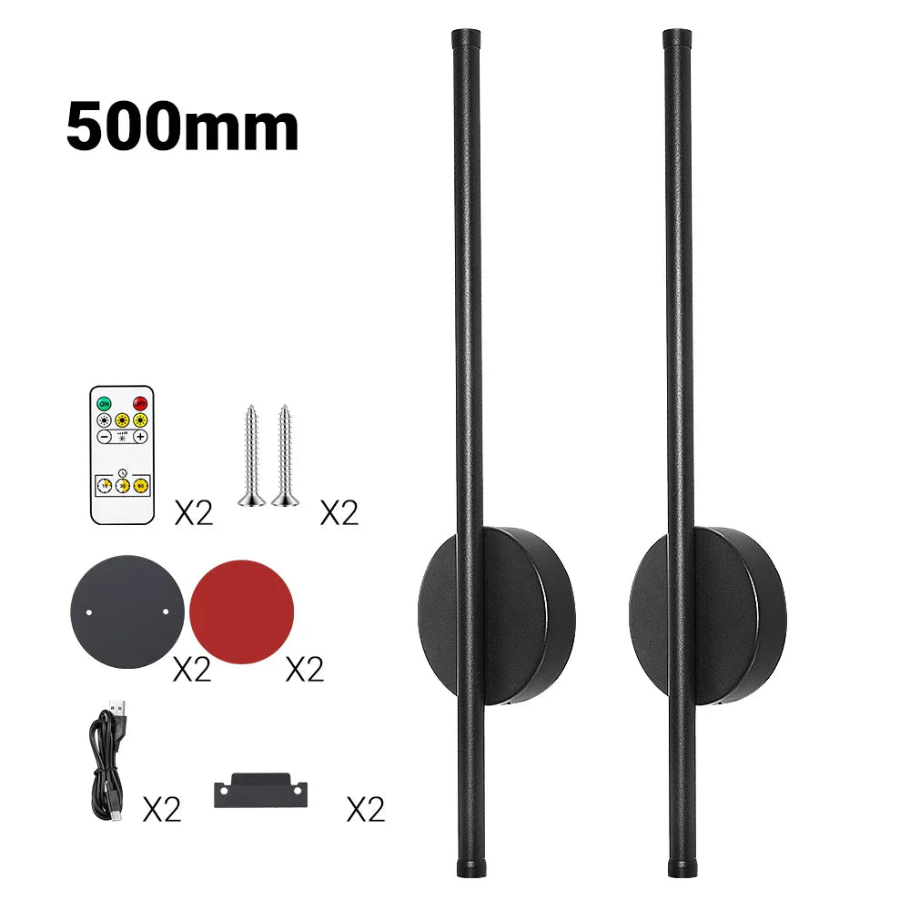 Royallure 2-Pack Uppladdningsbar LED Vägglampa med Fjärrkontroll, Dimbar 50–80cm