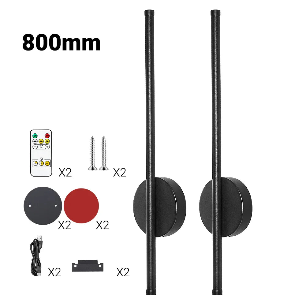 Royallure 2-Pack Uppladdningsbar LED Vägglampa med Fjärrkontroll, Dimbar 50–80cm