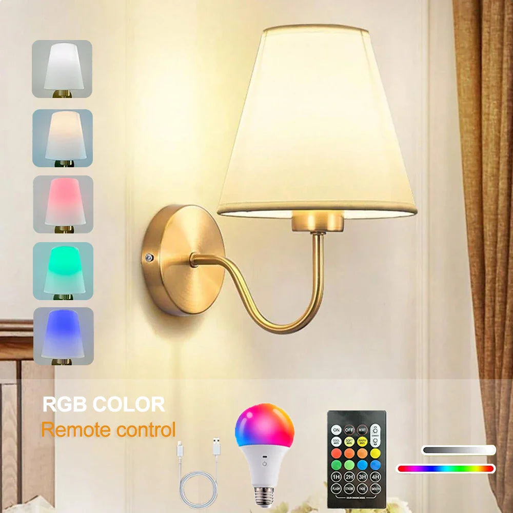 Royallure Retro Uppladdningsbar Vägglampa med RGB-lampa, Trådlös LED-belysning