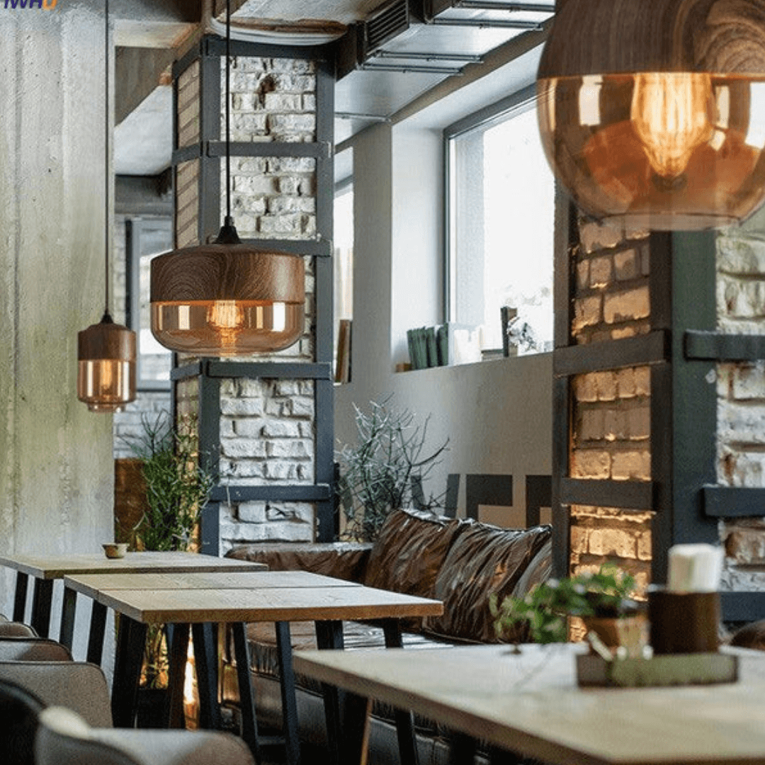 Royallure Skandinavisk Tr ä taklampa – Justerbar trä- och glaskrona