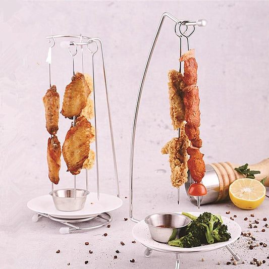 Royallure Rostfritt Stål BBQ Spett Set med Grillställ för Lätt Grillning
