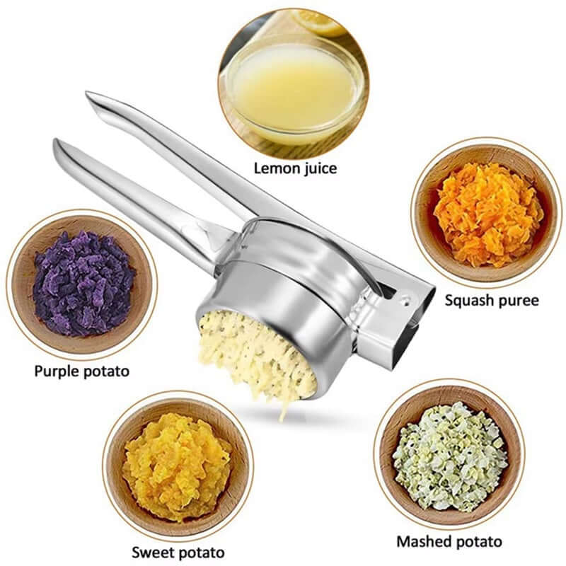 Royallure Rostfritt Stål Potatispress med 3 Utbytbara Skivor – Mångsidigt Kökverktyg