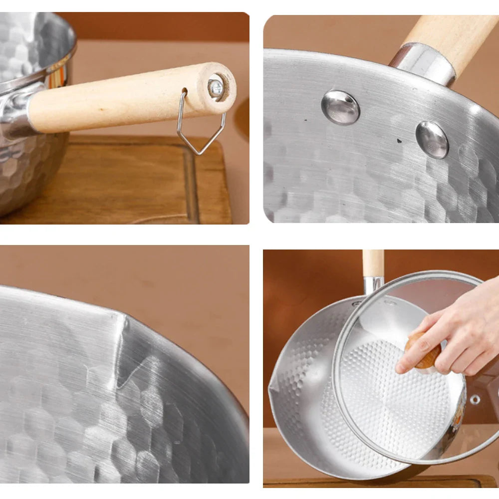 Royallure 430 Rostfritt Stål Japansk Snögryta med Trähandtag för Matlagning