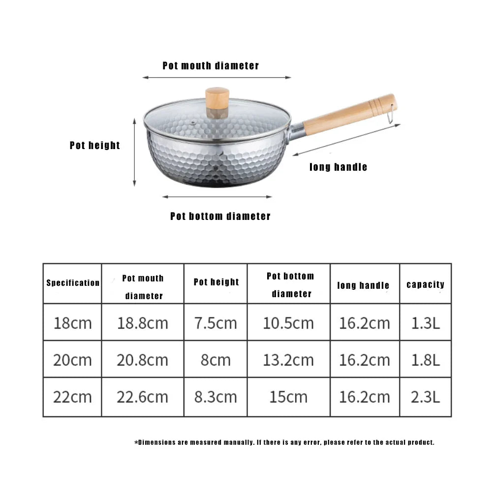 Royallure 430 Rostfritt Stål Japansk Snögryta med Trähandtag för Matlagning