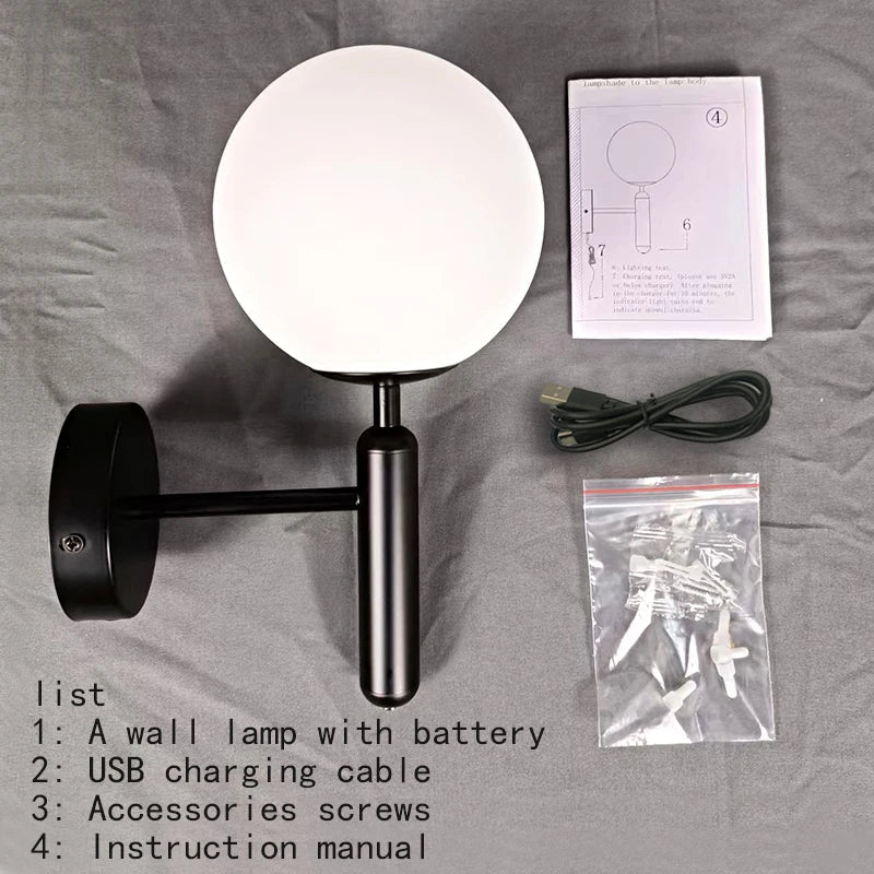 Royallure Touch Control Charging LED Vägglampa Trådlös Tri-Färg Dimmbar Sänglampa