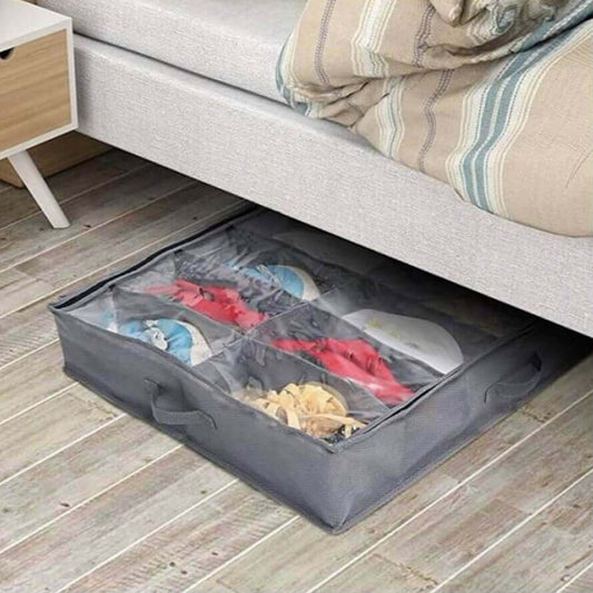 Royallure Under-Bed Skoväskor (2-Pack) – Dragkedjestängning, Rymmer 24 Par, Platsbesparande