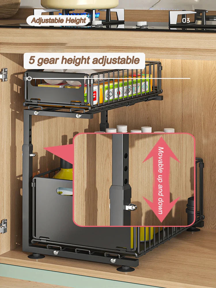 Royallure Utdragbar Under Disk Organiser 2-Lagers Justerbar Glidande Hylla för Skåp
