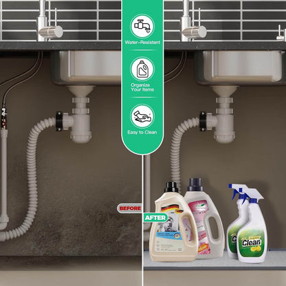 Royallure Under-Sink Vattentät Silikonmatta &amp; Hyllfoder Organizer – Läckagesäker, Oljeavvisande, Flera användningsområden