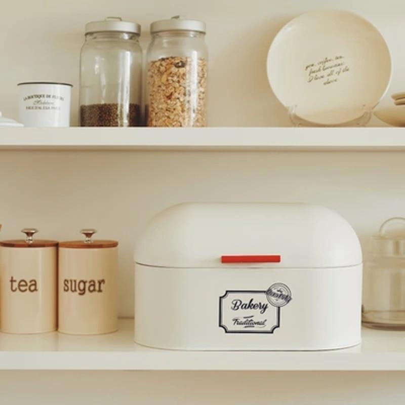 Royallure Vintage-Style Galvanized Iron Bread Box with Hinged Lid – Retro Bänkdisk Organisator