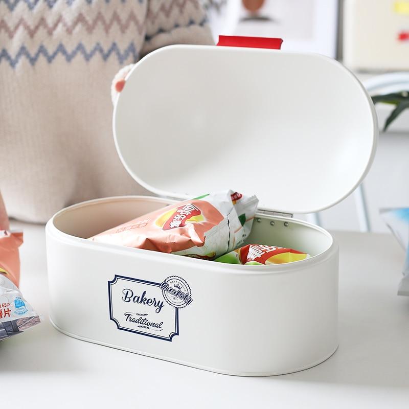 Royallure Vintage-Style Galvanized Iron Bread Box with Hinged Lid – Retro Bänkdisk Organisator