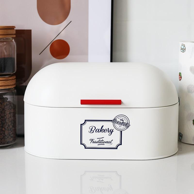 Royallure Vintage-Style Galvanized Iron Bread Box with Hinged Lid – Retro Bänkdisk Organisator