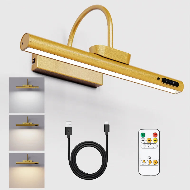 Royallure 4000mAh Trådlös Bildlampa med Fjärrkontroll, Uppladdningsbar Konstvägglampa