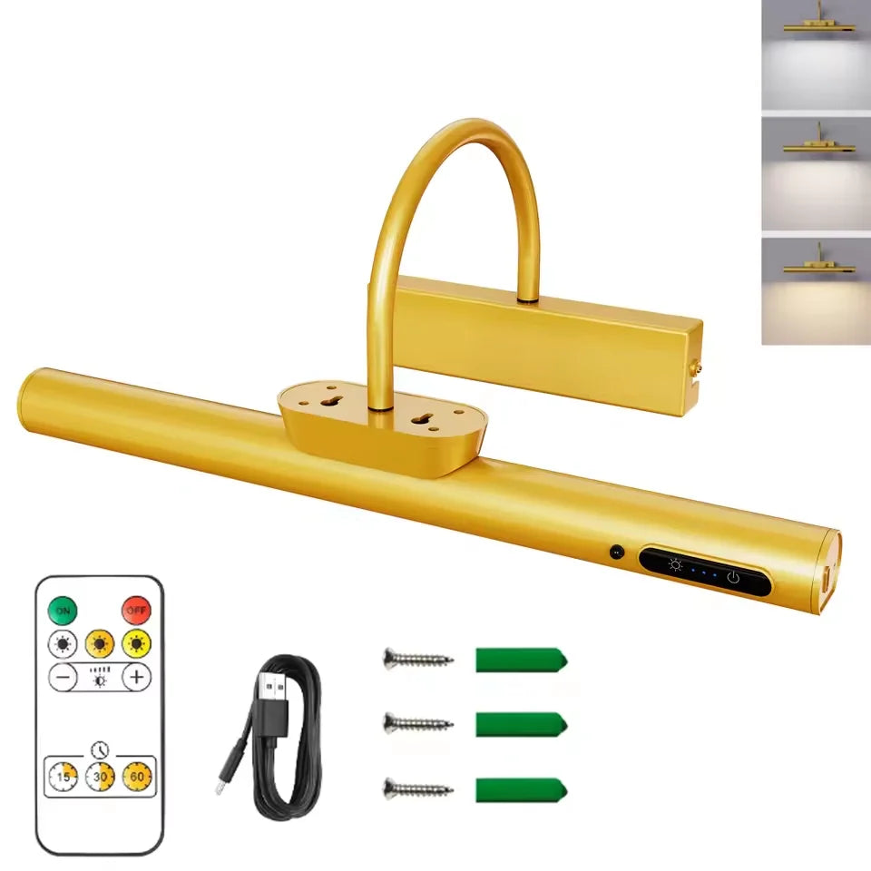 Royallure 4000mAh Trådlös Bildlampa med Fjärrkontroll, Uppladdningsbar Konstvägglampa