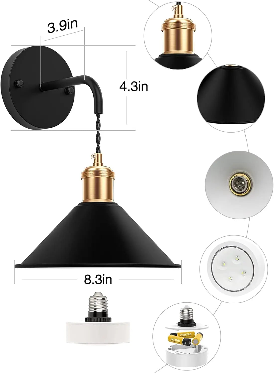 Royallure Trådlös Vägglampa Set om 2 med Fjärrkontroll – Dimmbar RGB Vägglampor med Timer &amp; Minne Funktion