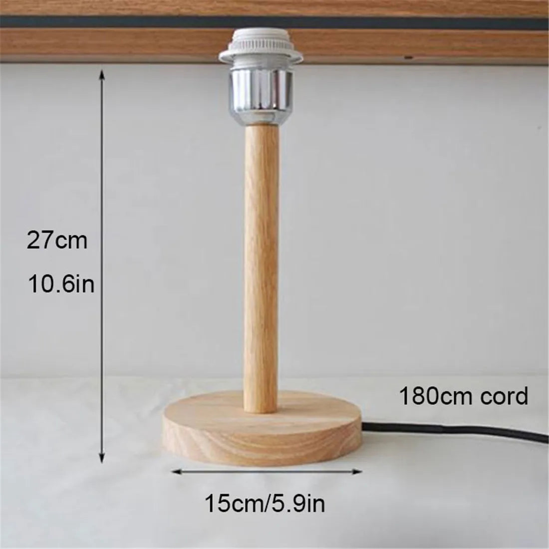 Royallure Trä Bordslampa Bas med E27 Fäste & På/Av Switch för Hemljus