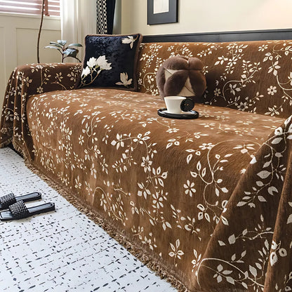 Rustik blomma elfenben blomster sofföverdrag