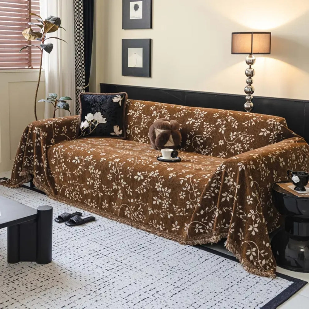 Rustik blomma elfenben blomster sofföverdrag