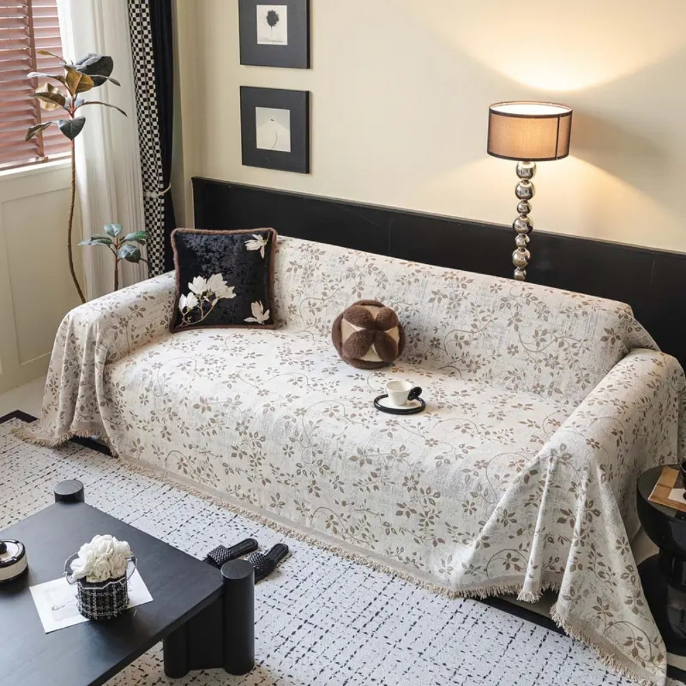 Rustik blomma elfenben blomster sofföverdrag