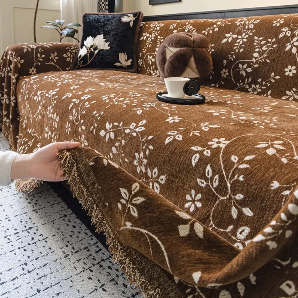 Rustik blomma elfenben blomster sofföverdrag