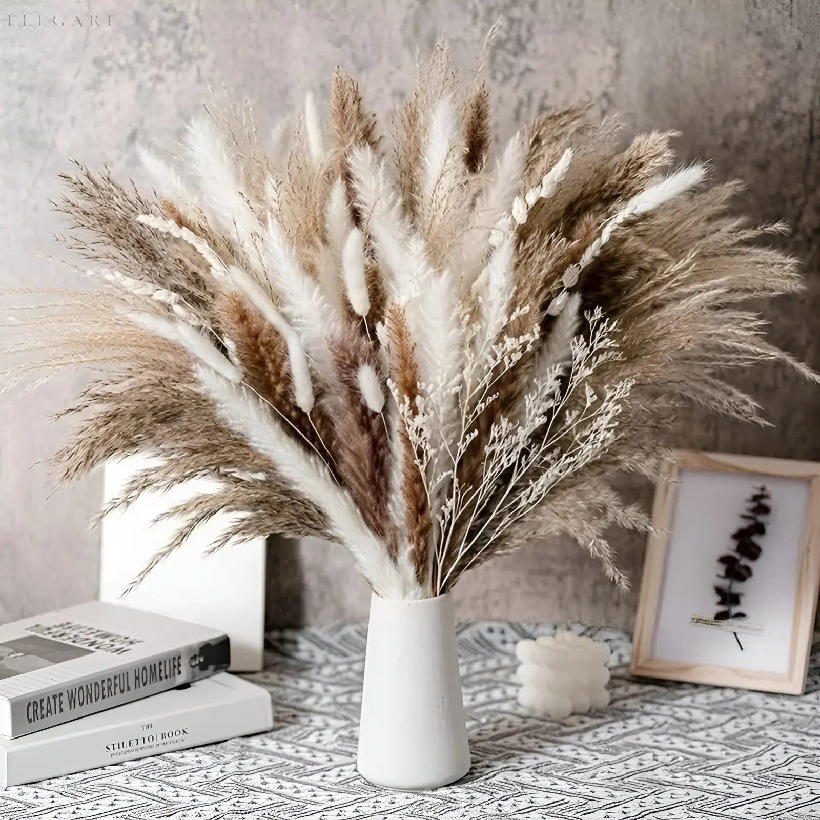 RusticPampas Dekor - Naturlig Fluffig Pampasgräs Boho Hem Blomsterarrangemang