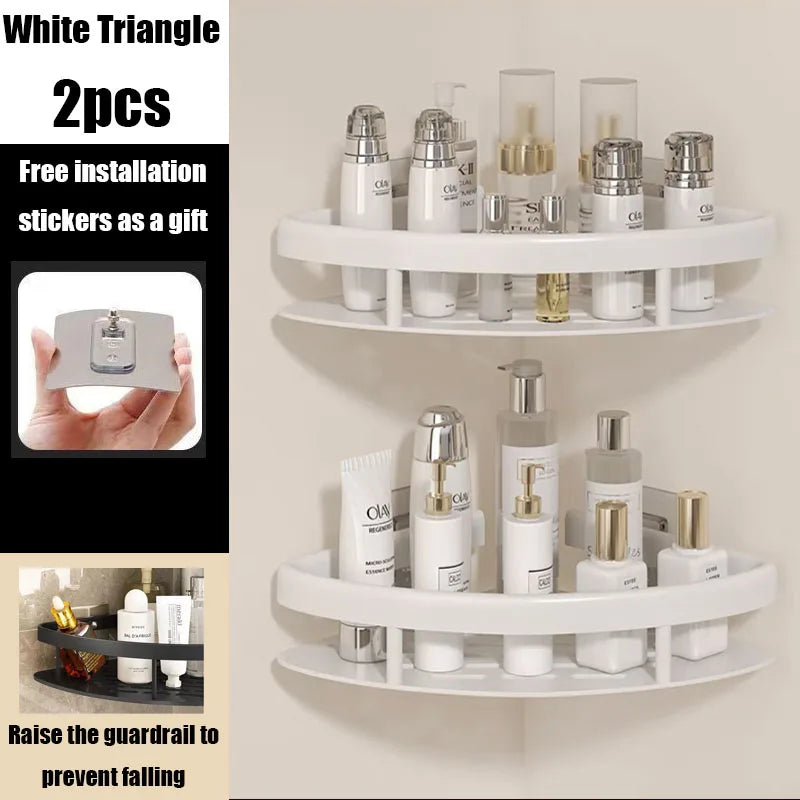 Carvallo Pro | Hörnduschhylla utan borrning | Aluminium | Rostfritt & Hållbart | Badrregal i Svart, Vitt, Silver eller Svart-Guld