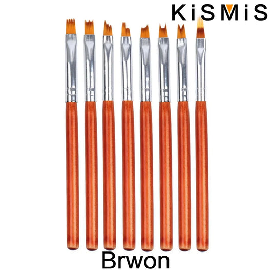 Carvallo-penselsæt NailMuse 8-pak | Fine detaljpenner til gel og neglekunst | Træhåndtag | Fås i 5 farver