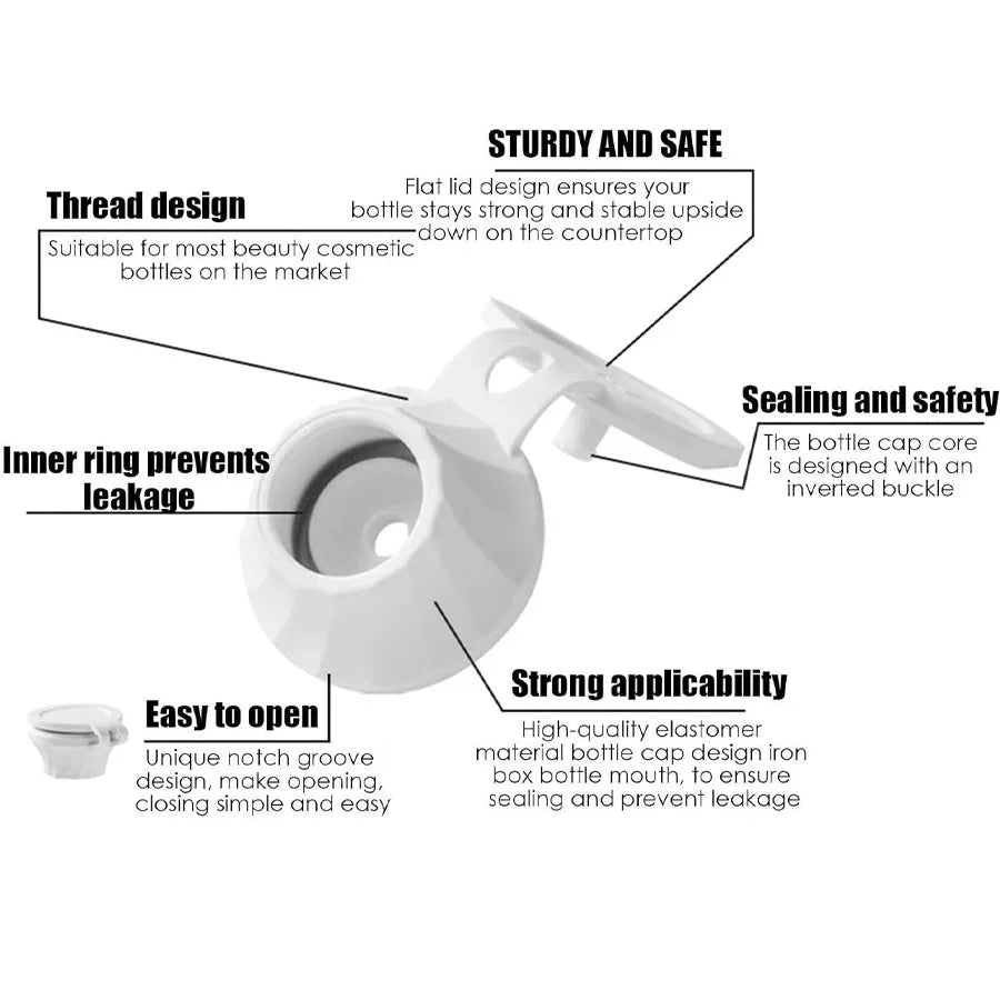Carvallo Flask-öppnare Tilluft | 3 stycken | Stående & Läcksäker | För schampo, lotion & hushållsflaskor