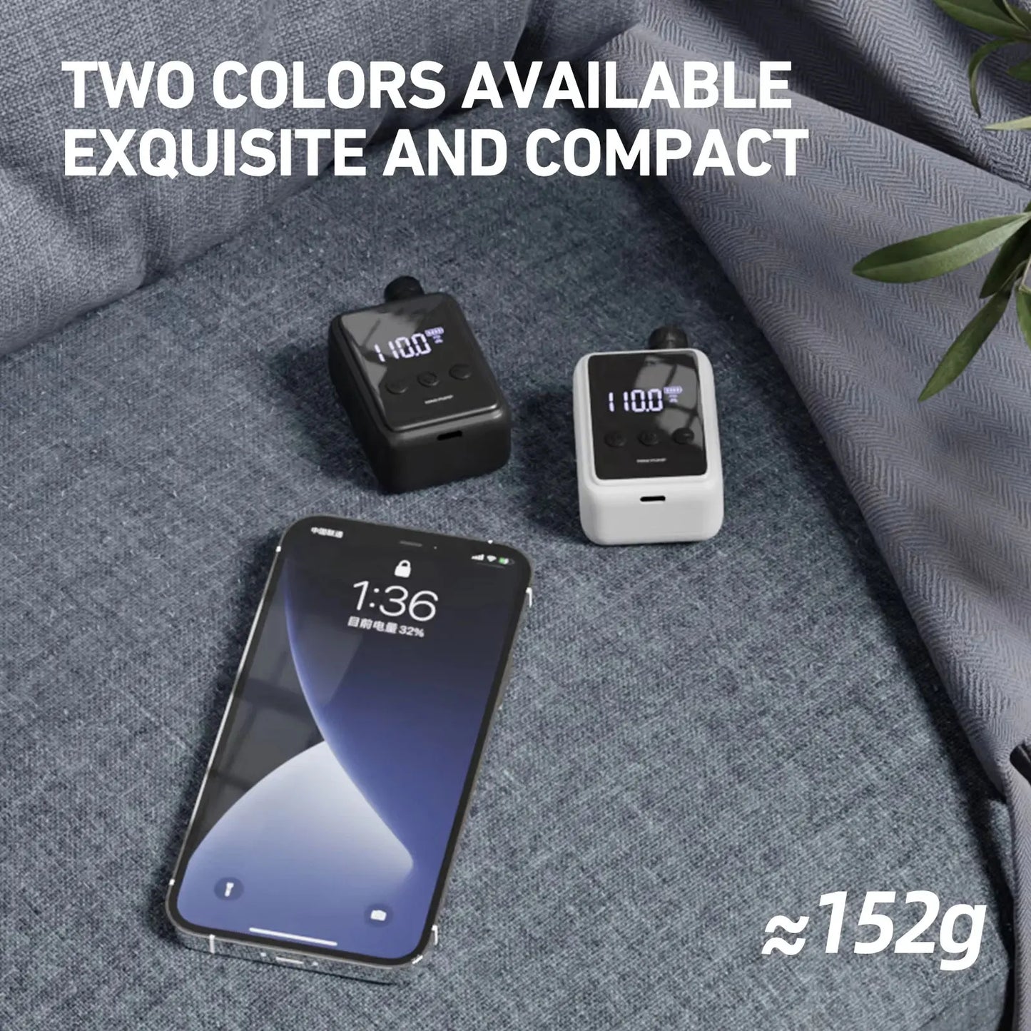 Carvallo Pro Elektrisk Luftpump | 150 PSI Högtryck | Bärbar Mini-Kompressor för cykel, bil & boll | USB-laddning