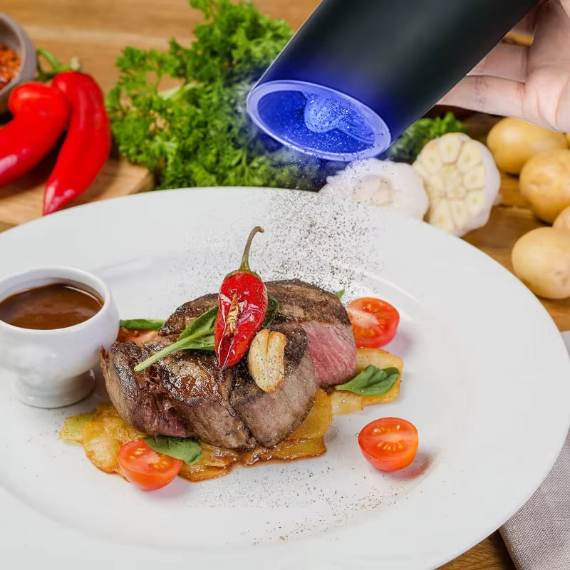 Royallure Elektrisk Salt- och Pepparkvarn – USB-laddningsbar, Justerbar Keramik och LED-lampa