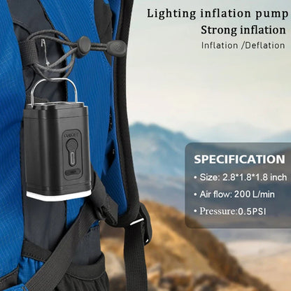 Carvallo Mini Luftpump | Ultra Kompakt &amp; USB-C Uppladdningsbar | 5 Munstycken | 200L/min Effekt
