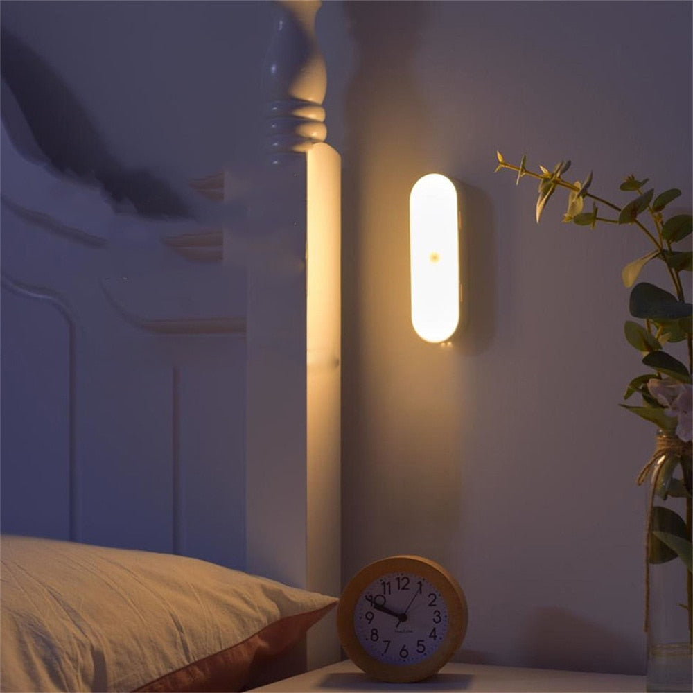 Trådlös LED Vägglampa med USB-laddningsfunktion och Rörelsesensor