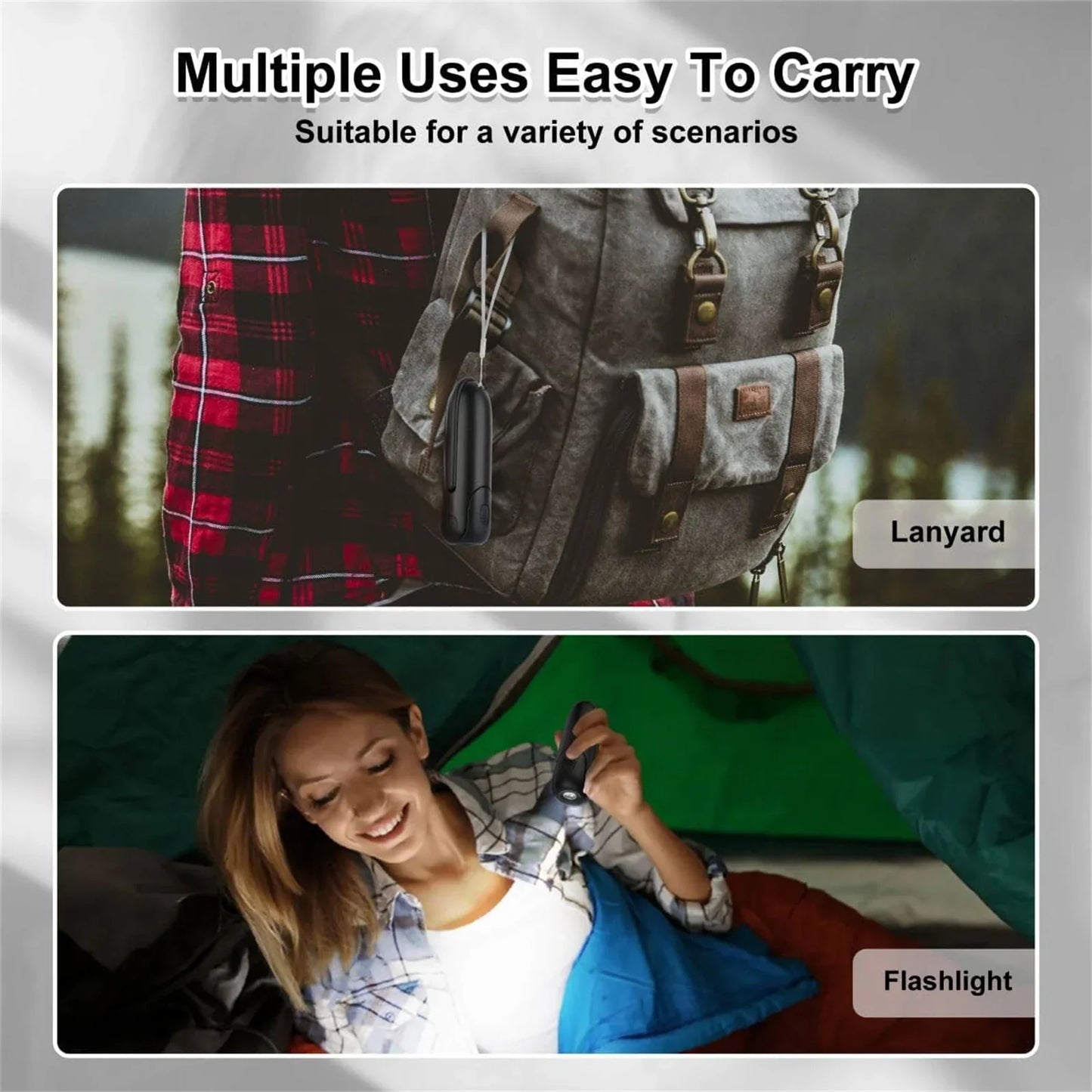 Carvallo 3i1 Mini Fläkt | Handfläkt med Powerbank & Ficklampa | Fällbar, Tyst & Barnsäker – USB uppladdningsbar