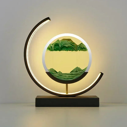 Soluna Drift | LED-bordslampa med rörlig sandbild &amp; 3D-timerglas-effekt