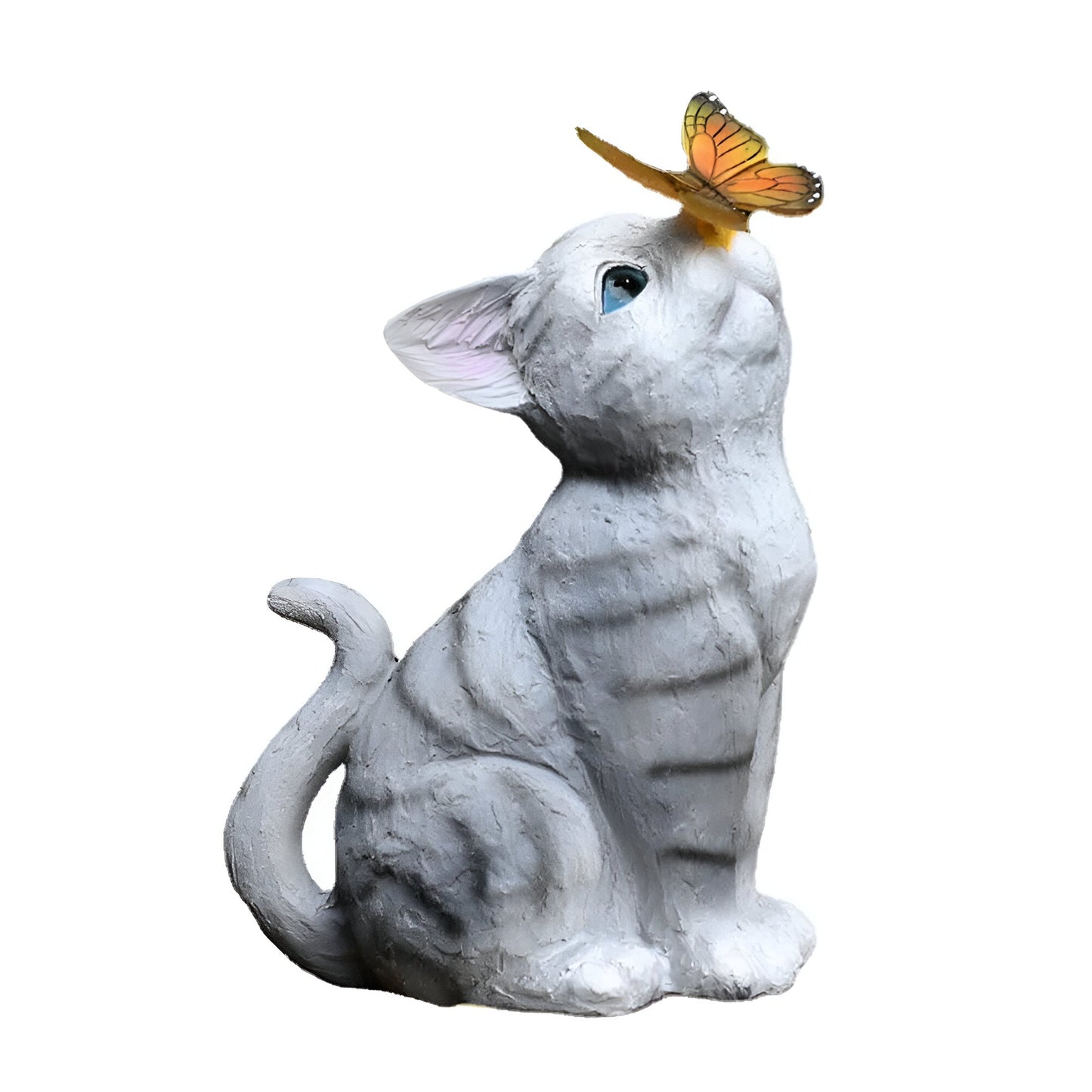 Carvallo Solar-trädgårdsfigur Katt med LED | Väderbeständig & Handgjord | Varmvitt ljus