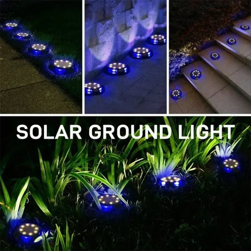 Carvallo GroundGlow 12 Solarbelysning 12 LEDs | Rostfritt stål IP65 | Automatisk skymningssensor | För trädgård, terrass & väg belysning