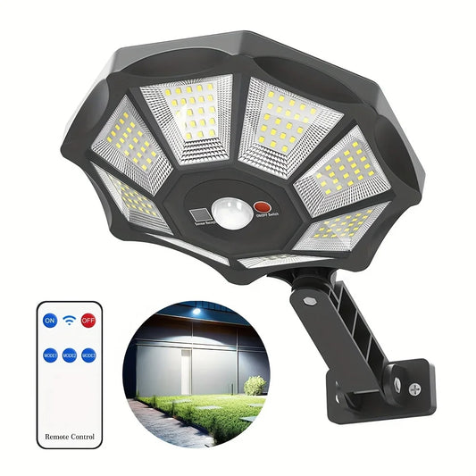 Carvallo OctaBeam | 168 LED Solarlampa | 360° Vidvinkel | IP65 | Med fjärrkontroll & Rörelsesensor