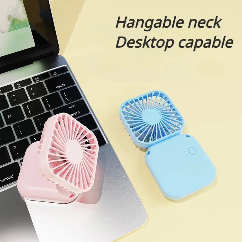 Carvallo-Ventilator AirFlip | 3-i-1 Hand-, Bord- & Halsventilator | USB-laddning | Tyst & Fällbar | 14,9×7×2 cm