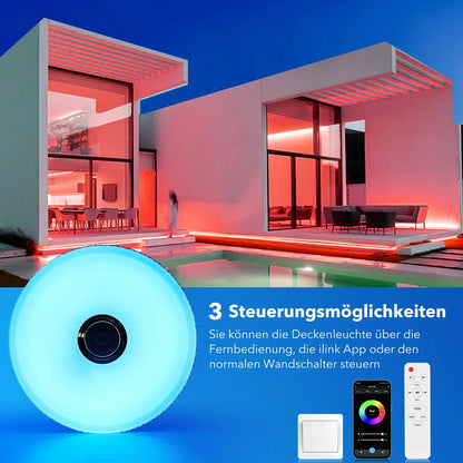 Lunavi Crystal | LED-taklampa med Bluetooth-högtalare och RGB-färgskiftning