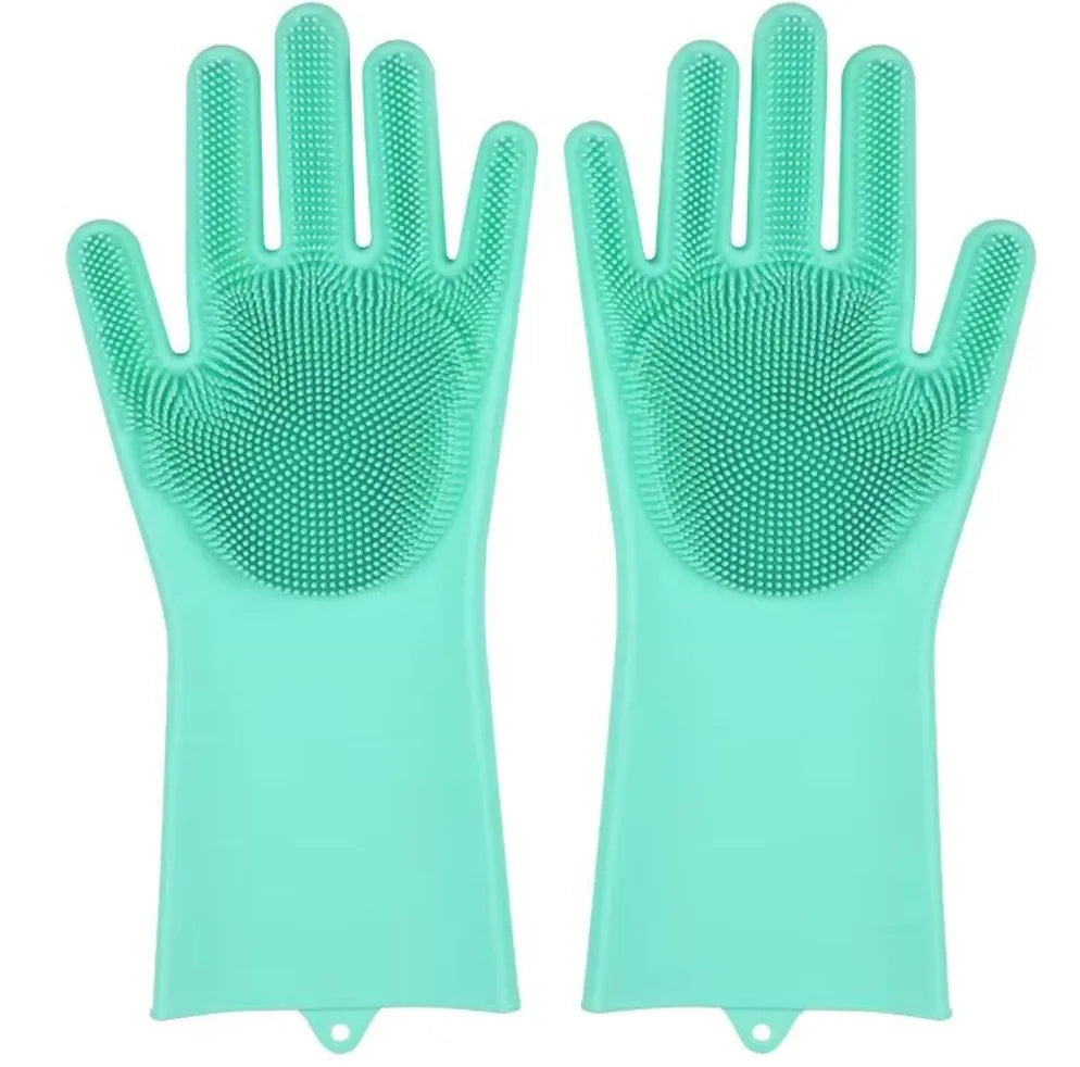 Carvallo- & Reinigningshandskar CleanGlove MagicScrub | Silikonskar med borsthud | Värmebeständig & livsmedelsklassad | 32,5×11,5 cm